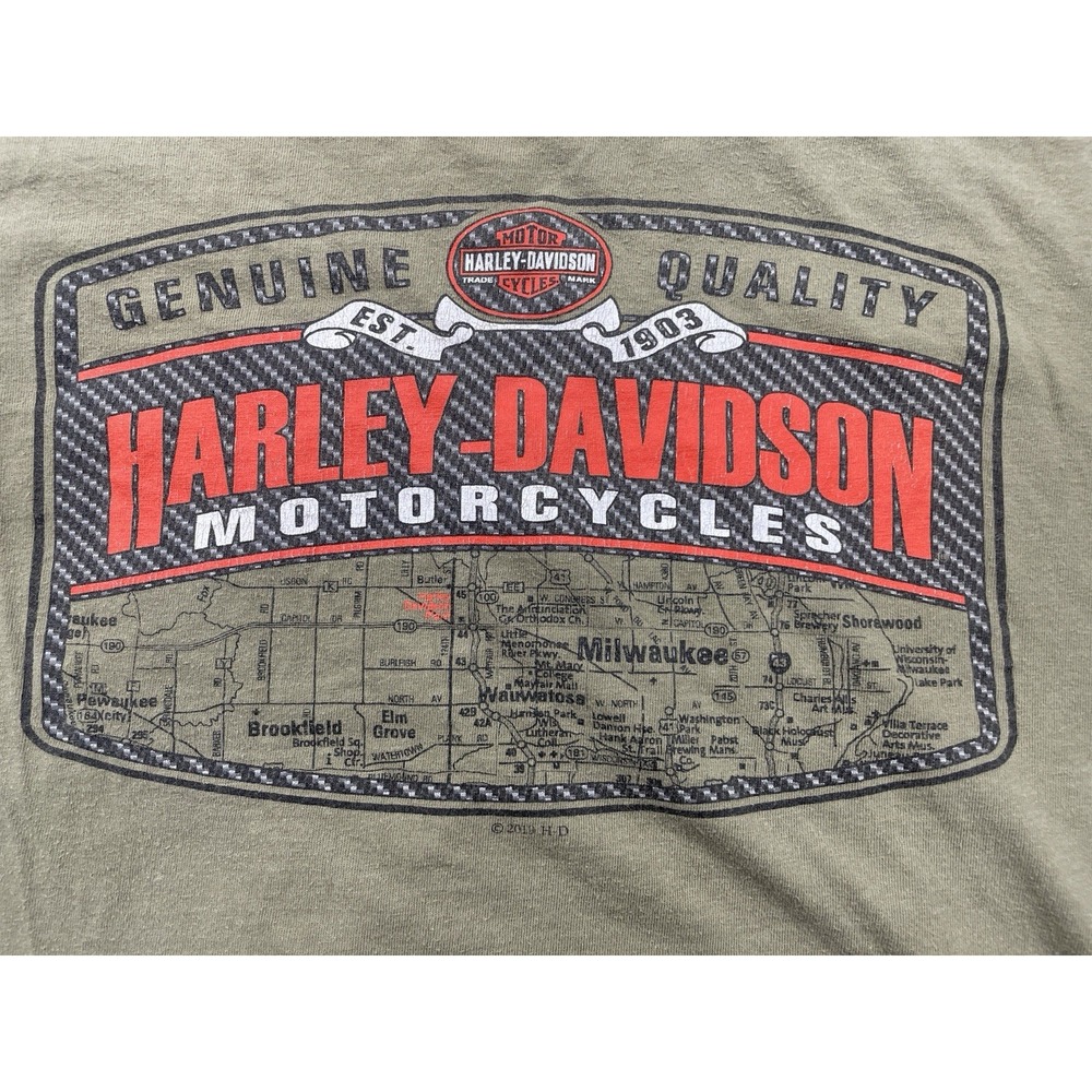 Genuine Harley-Davidson‎ Men's T-Shirt Size XL Green Syracuse Short Sleeve